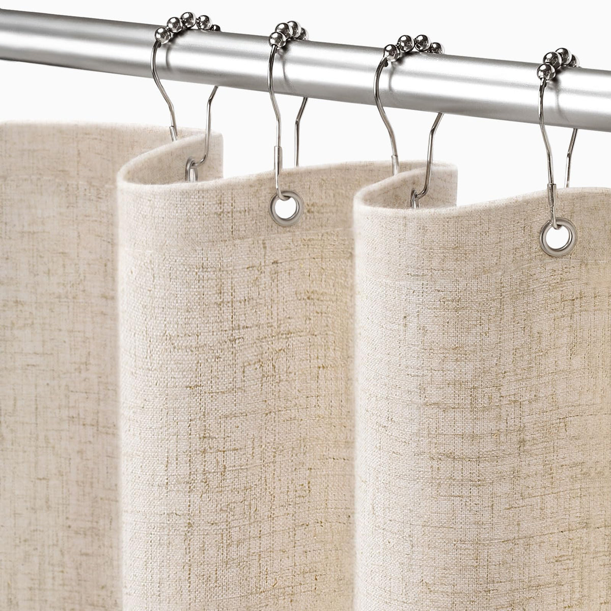 Linen Shower Curtain Beige Boho Cream Natural Cloth 72" W x 72" L