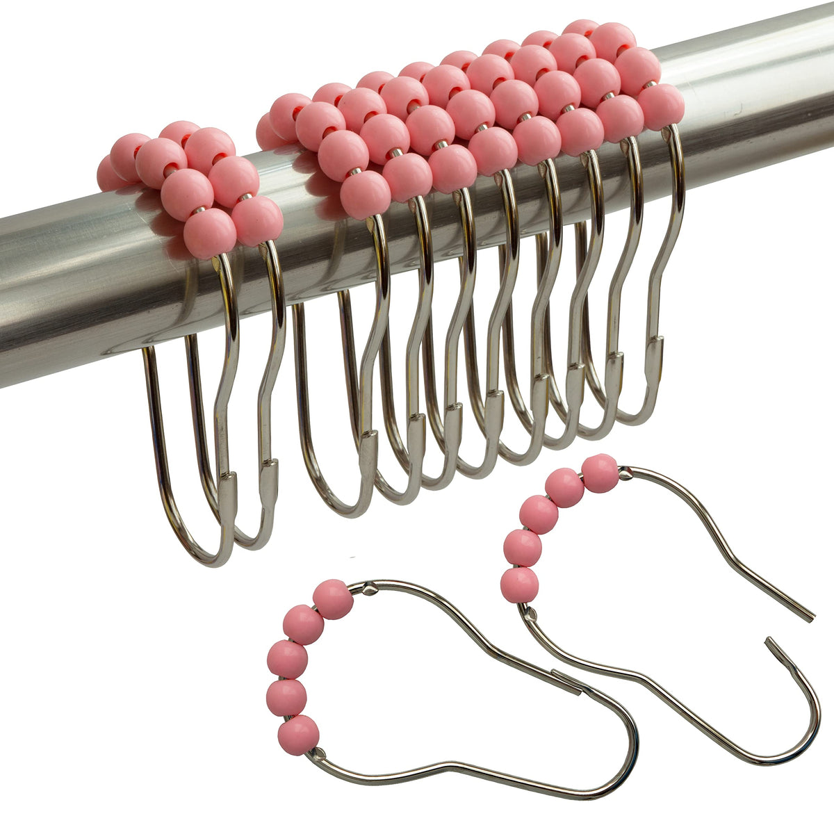 Orange Shower Curtain Hooks Stainless Steel Acrylic Balls (12pcs)
