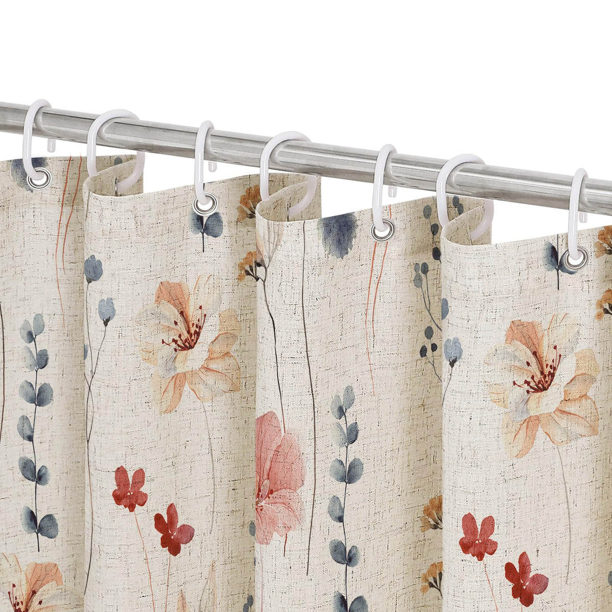 Gibelle Sage Green Beige Watercolor Floral Fabric Shower Curtain 72x72