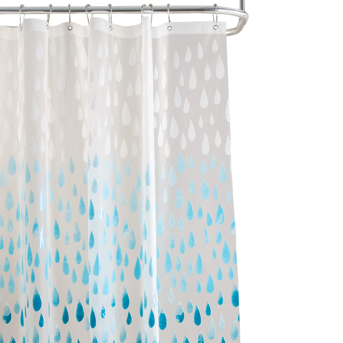 Bath Bliss Design PEVA Shower Curtain | Dimensions: 70"x 72" | 12 Metal Grommets | Bathroom Accessories | Reinforced Mesh Trim | Ombre | Raindrop Blue
