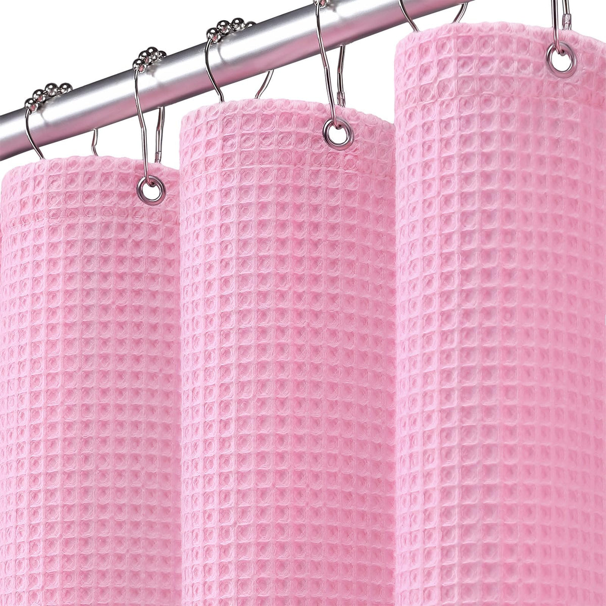 White Waffle Weave Shower Curtain Heavyweight Cotton Fabric 72Wx72L
