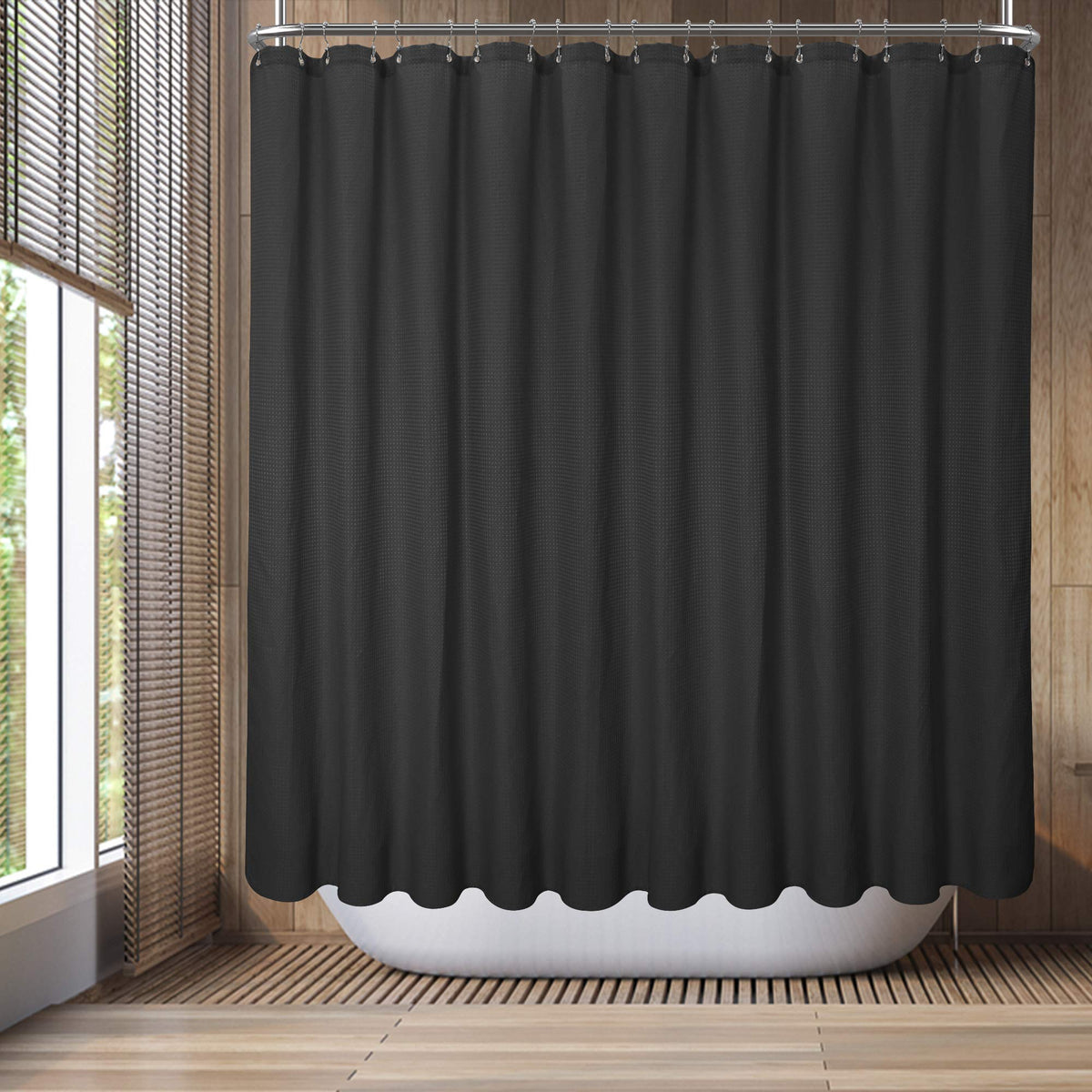 Barossa Design Waffle Weave Short Shower Curtain Fabric 66" Length, White