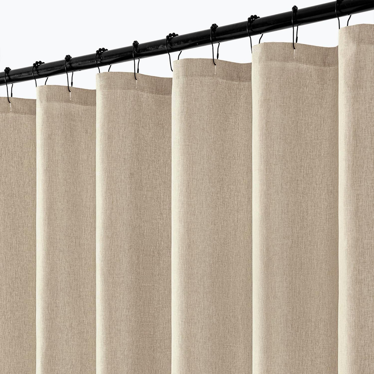 ANRODUO Cream Beige Linen Textured Fabric Shower Curtain Set - W72xL72
