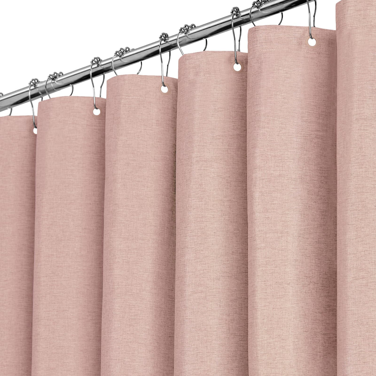 BTTN Grey Linen Textured Waterproof Fabric Shower Curtain Set, 72x72, Gray