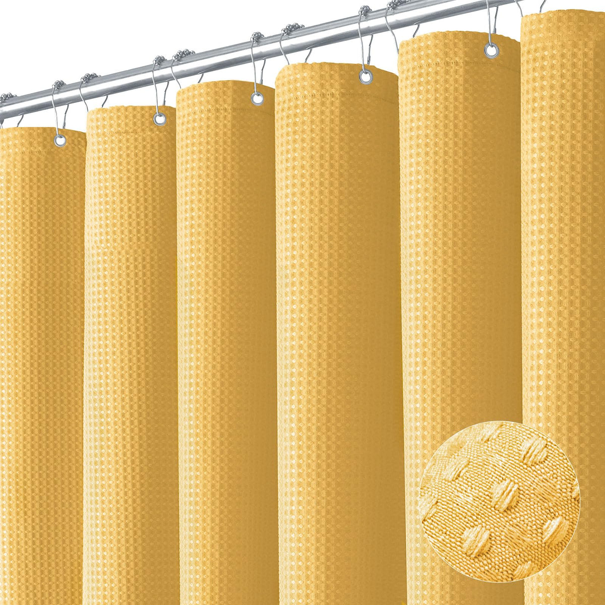 Dynamene Waffle Shower Curtain 256 GSM Heavy Duty Fabric 72"x72" Sage Green