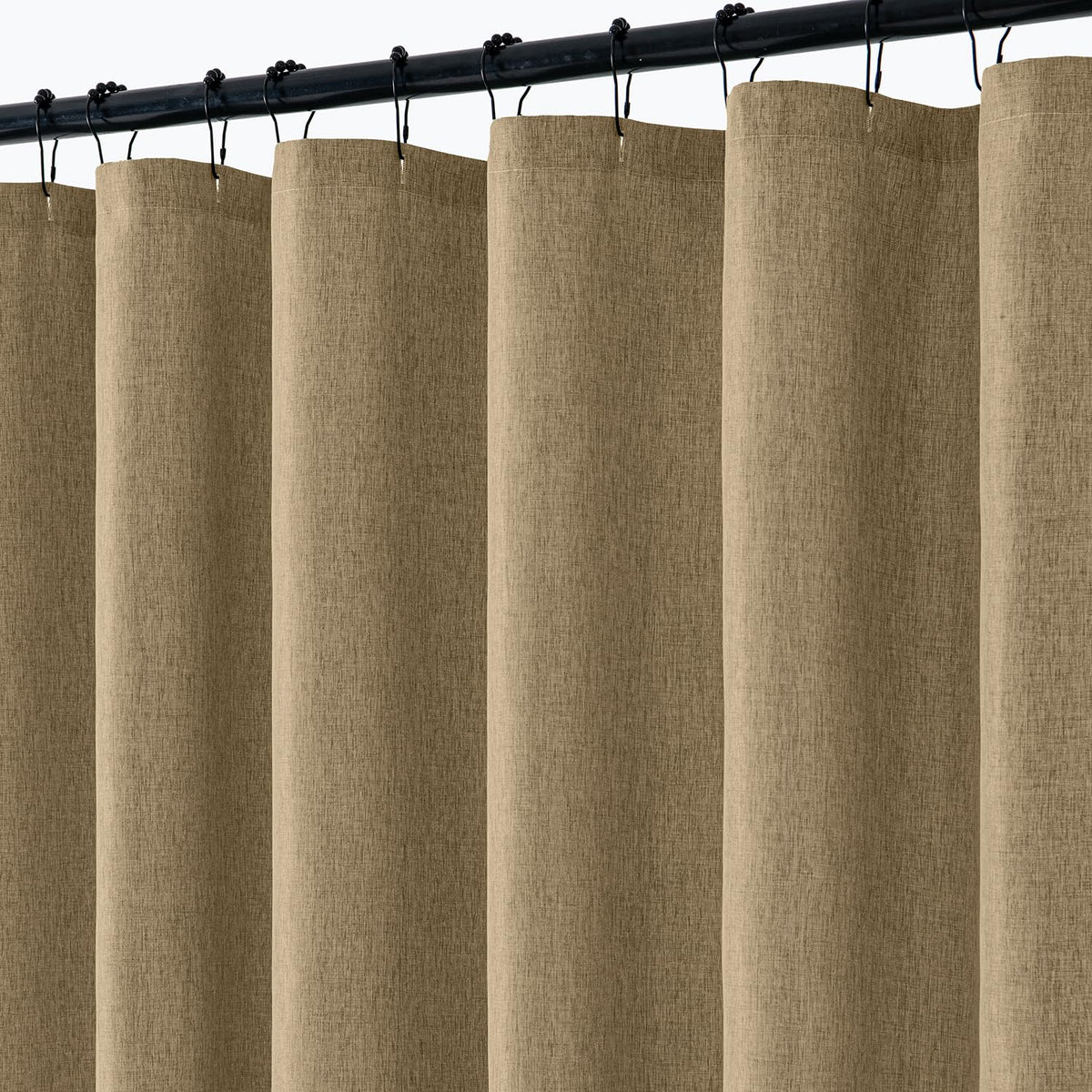 ANRODUO Cream Beige Linen Textured Fabric Shower Curtain Set - W72xL72