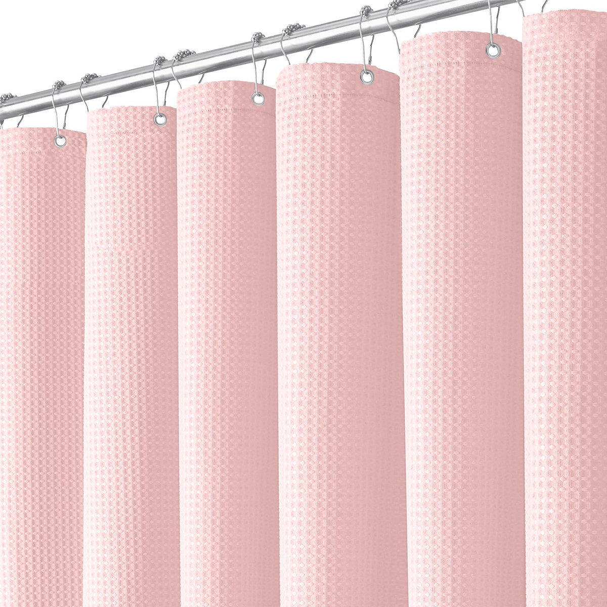 Dynamene Waffle Shower Curtain 256 GSM Heavy Duty Fabric 72"x72" Black