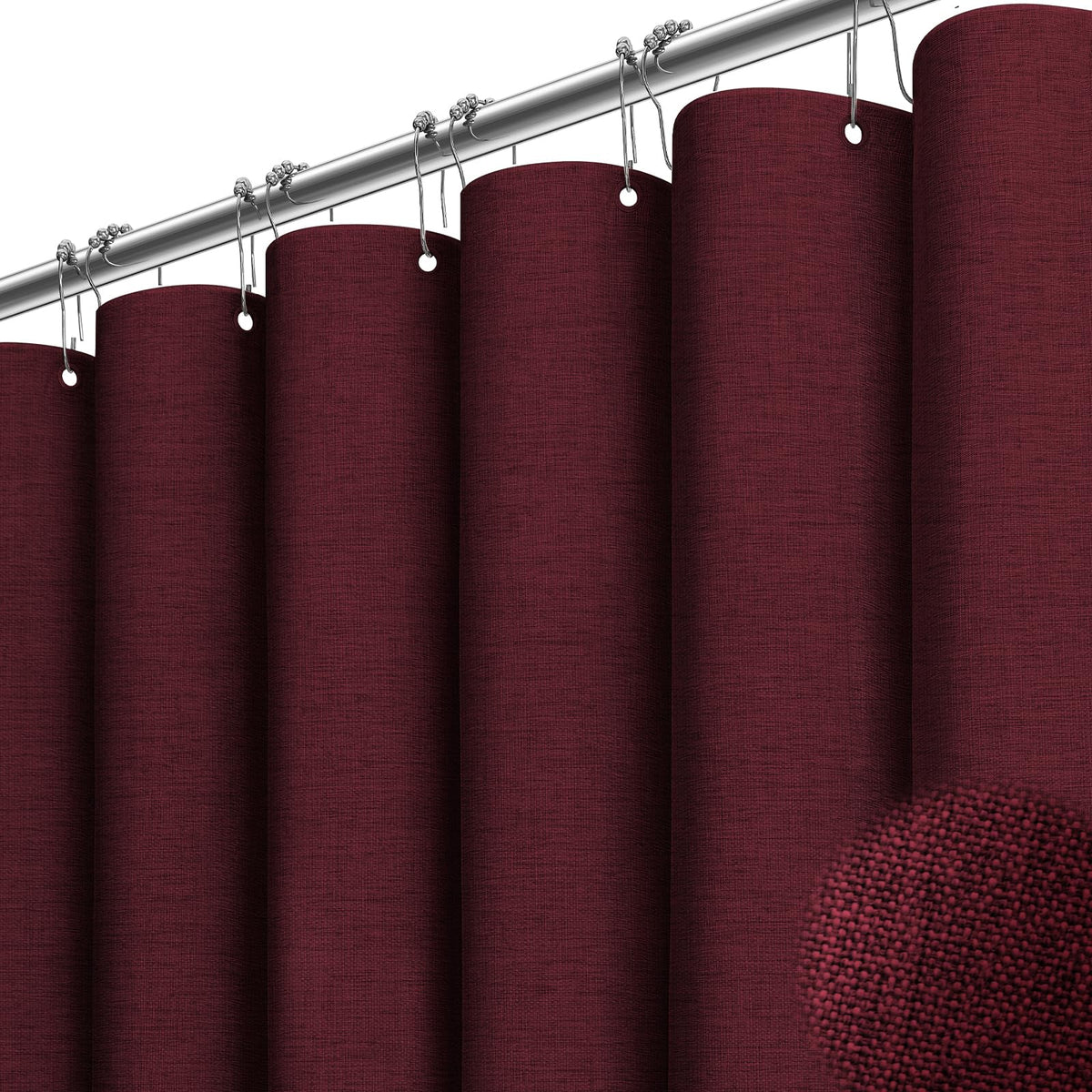 BTTN Grey Linen Textured Waterproof Fabric Shower Curtain Set, 72x72, Gray