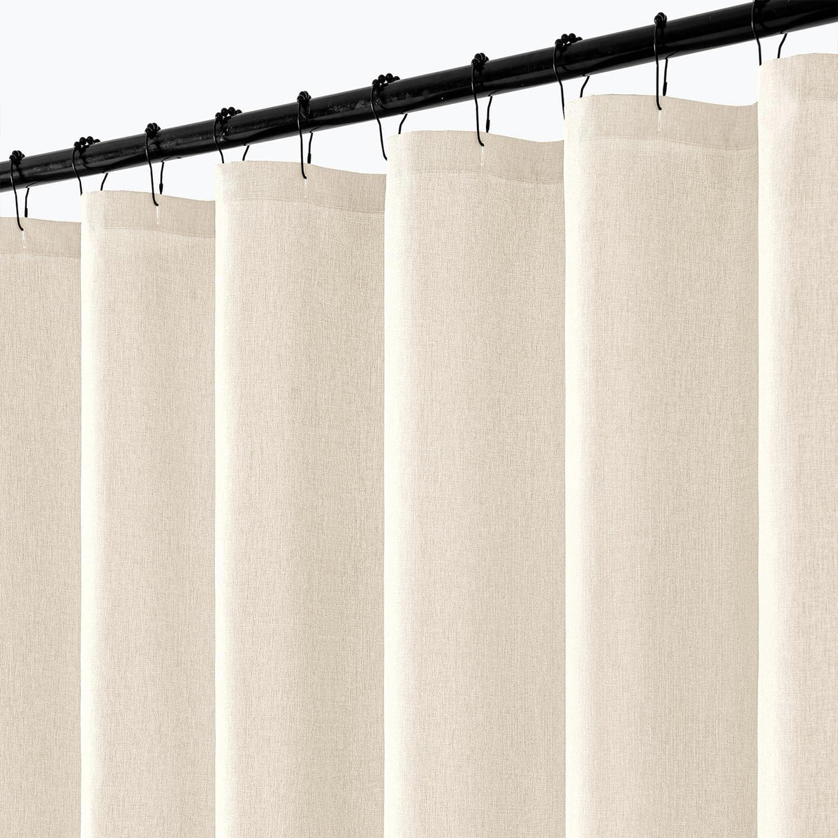 ANRODUO Cream Beige Linen Textured Fabric Shower Curtain Set - W72xL72