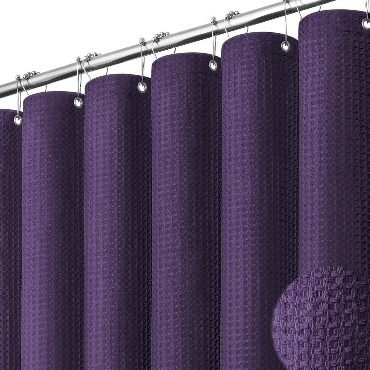 Dynamene Waffle Shower Curtain 256 GSM Heavy Duty Fabric 72"x72" Black