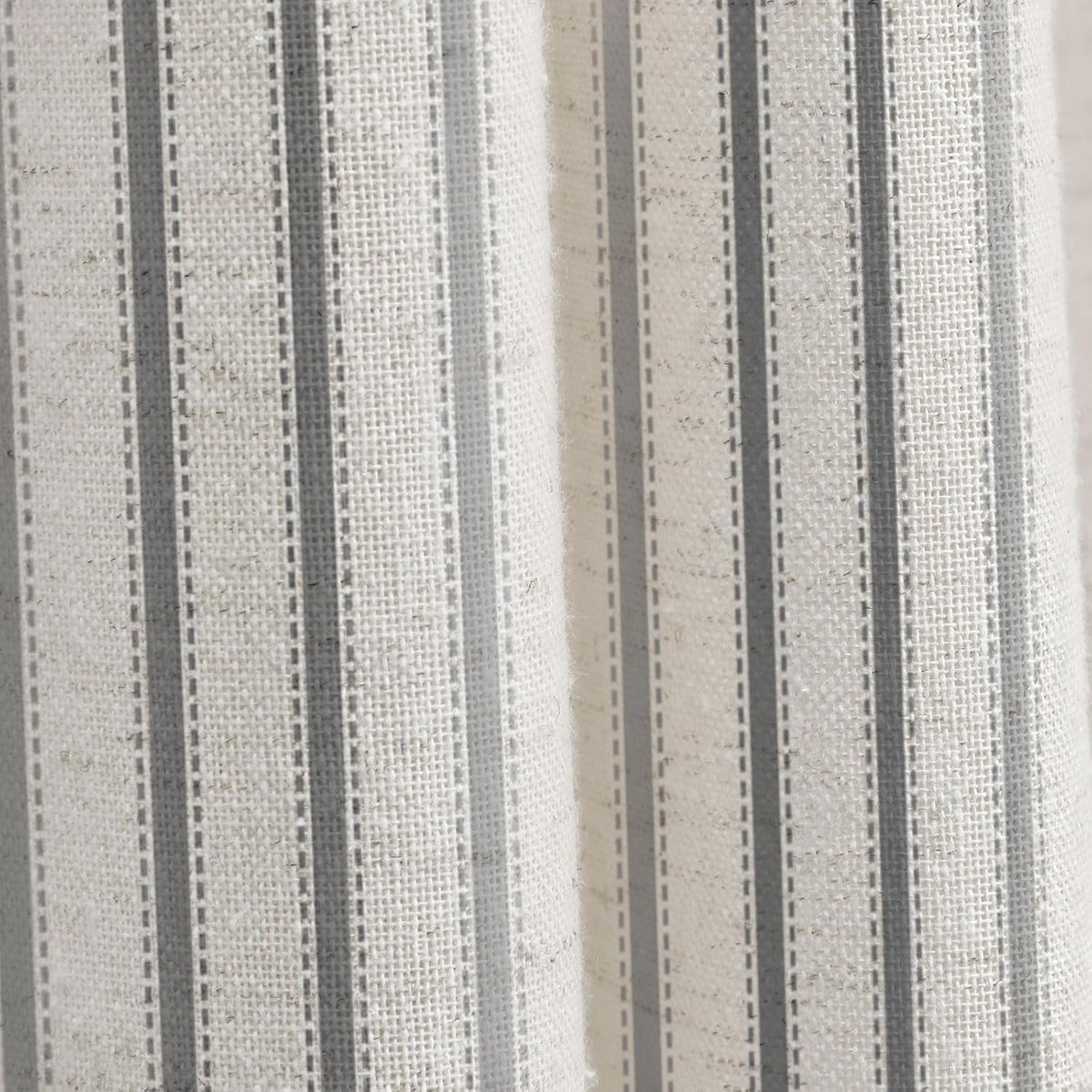 Farmhouse Striped Shower Curtain Grey Vintage Linen Curtain 72"W X 72"L