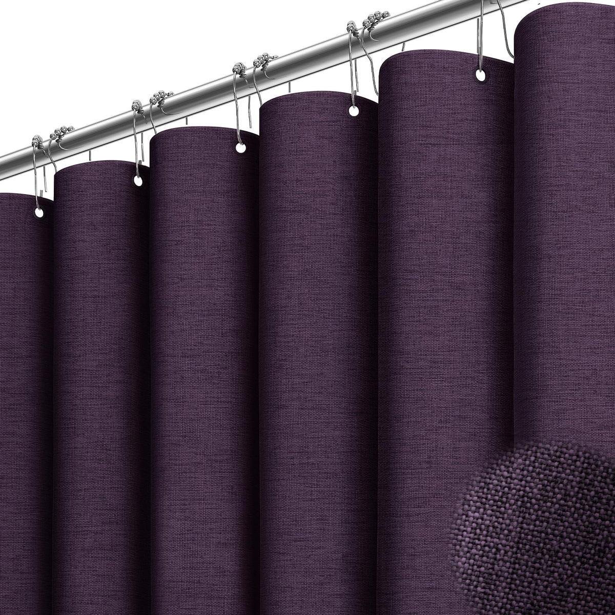 BTTN Grey Linen Textured Waterproof Fabric Shower Curtain Set, 72x72, Gray