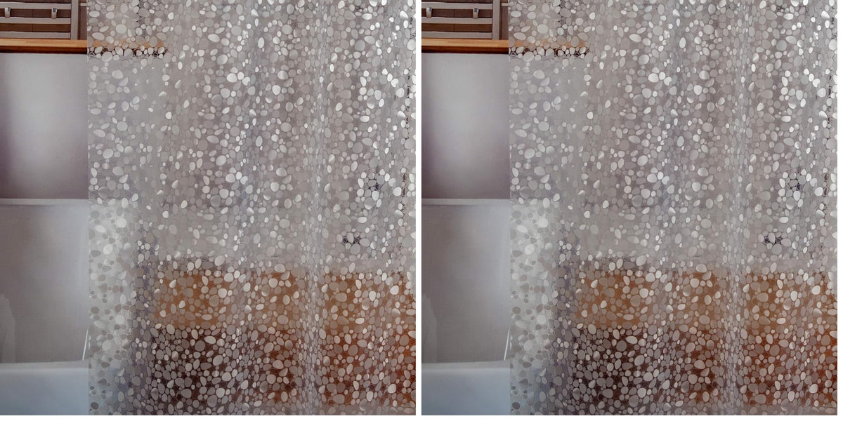Bostofy Waterproof Shower Curtain Liner 8G EVA Thick Shower Curtain with Heavy Duty 3 Bottom Magnets, Shower Liner for Shower Stall, Bathtubs, 3D Pebble Pattern, 72 x 72,12 Hooks