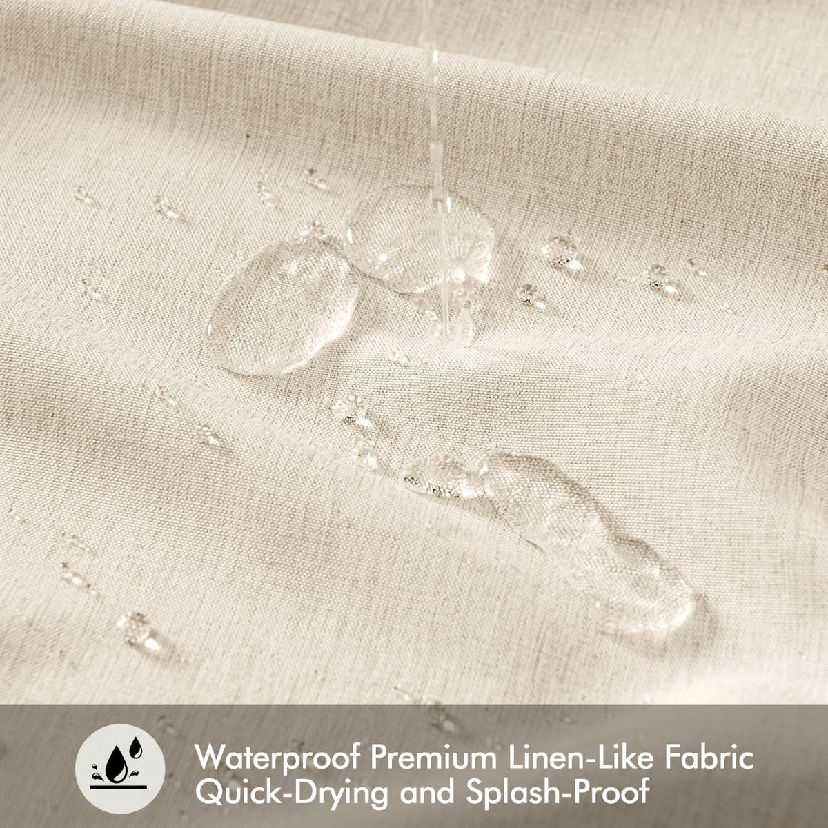 ANRODUO Cream Beige Linen Textured Fabric Shower Curtain Set - W72xL72