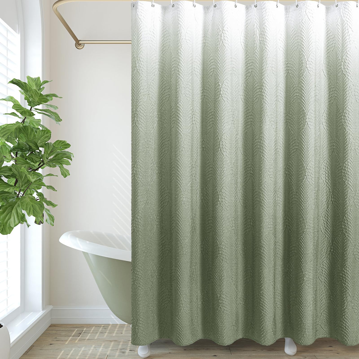 Gibelle White Shower Curtain for Bathroom, Farmhouse Bath Curtain 72x72