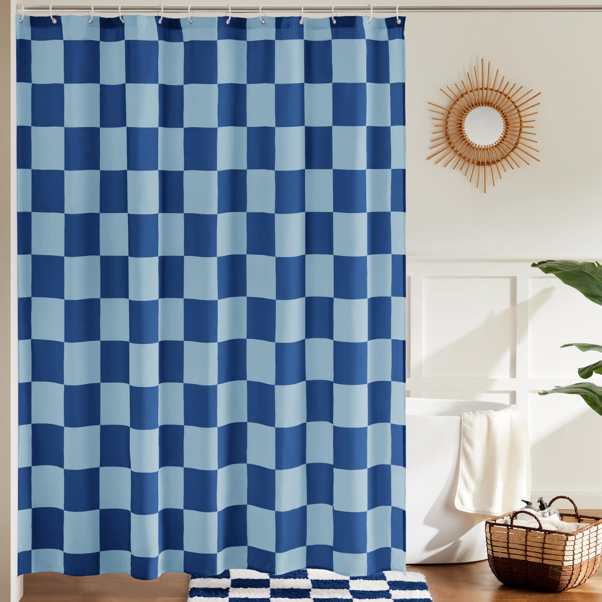 Ohocut Checkered Shower Curtain, Sage Green Shower Curtains for Bathroom, Cute Retro Checkboard Shower Curtain Vintage Aesthetic, Washable Fabric Bath Curtain 72''x72''