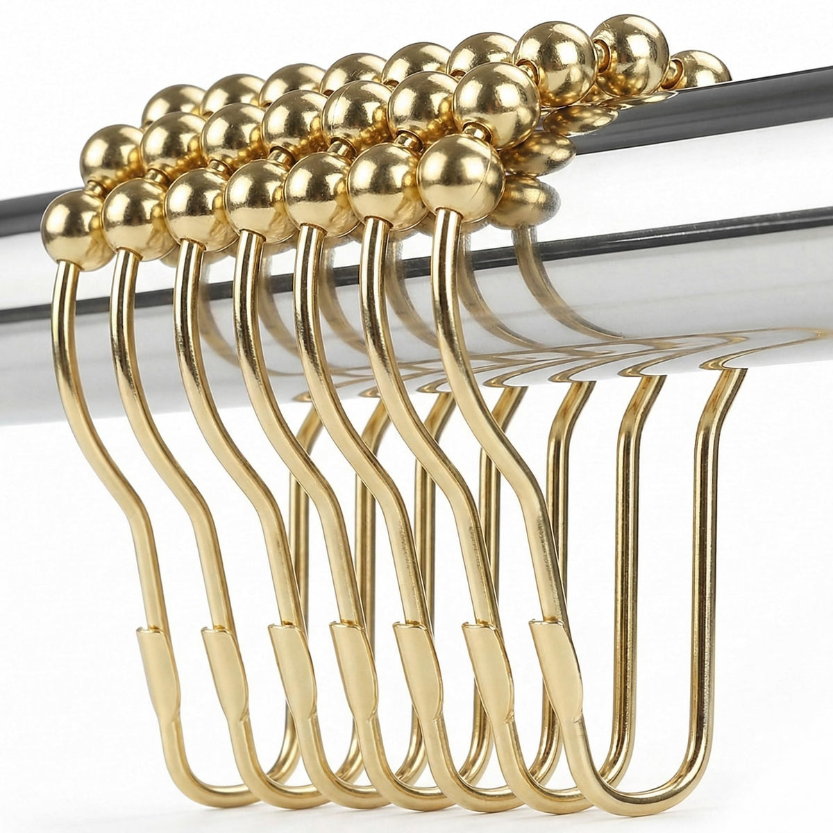 Shower Curtain Hooks Rings, Rustproof Metal Shower Curtain Rings for Bathroom Shower Rods Curtains - Set of 12, Bronze