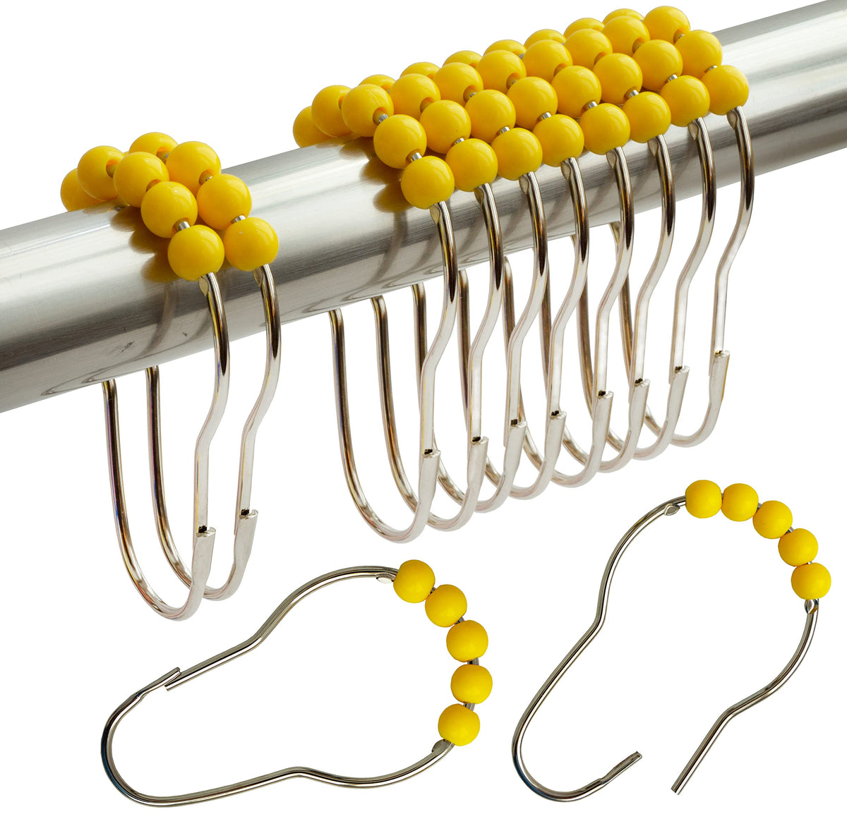 Orange Shower Curtain Hooks Stainless Steel Acrylic Balls (12pcs)