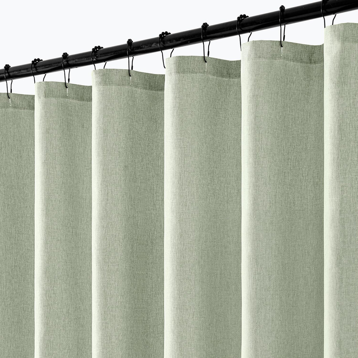 ANRODUO Cream Beige Linen Textured Fabric Shower Curtain Set - W72xL72