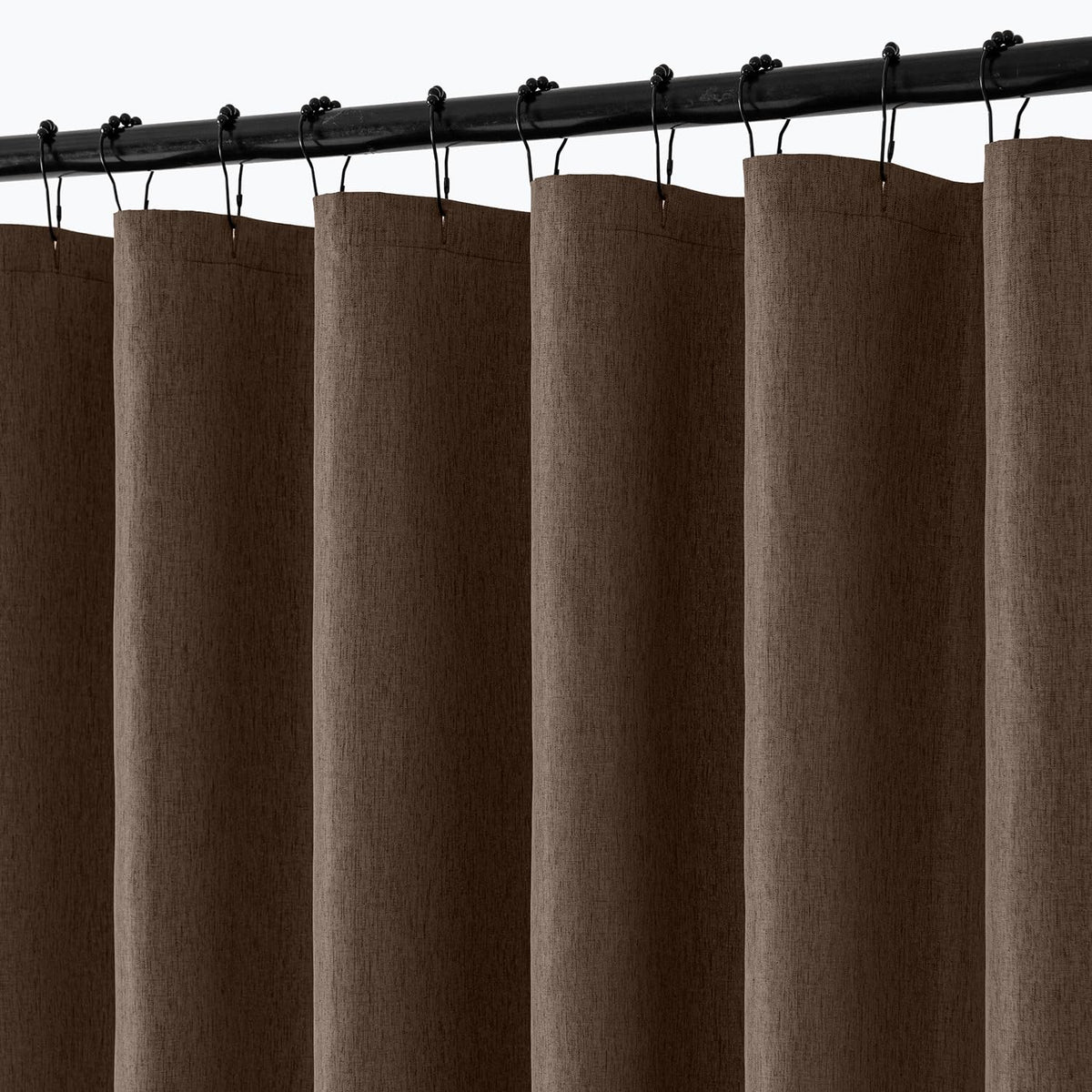 ANRODUO Cream Beige Linen Textured Fabric Shower Curtain Set - W72xL72