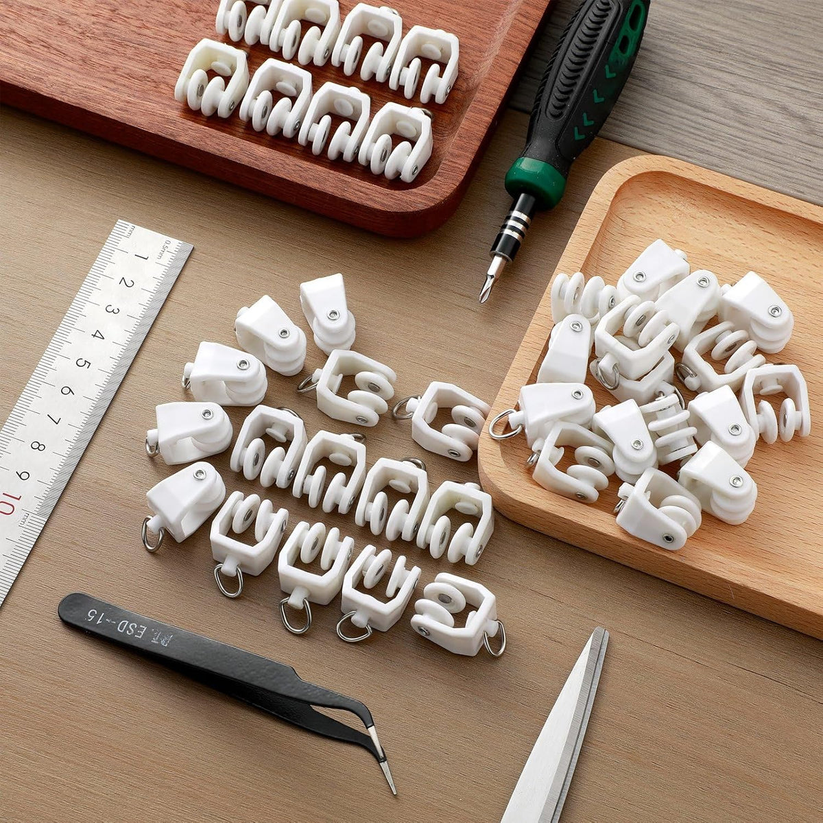 Jetec 50 Pcs Curtain Track Rollers Bulk, Flexible Bendable, White