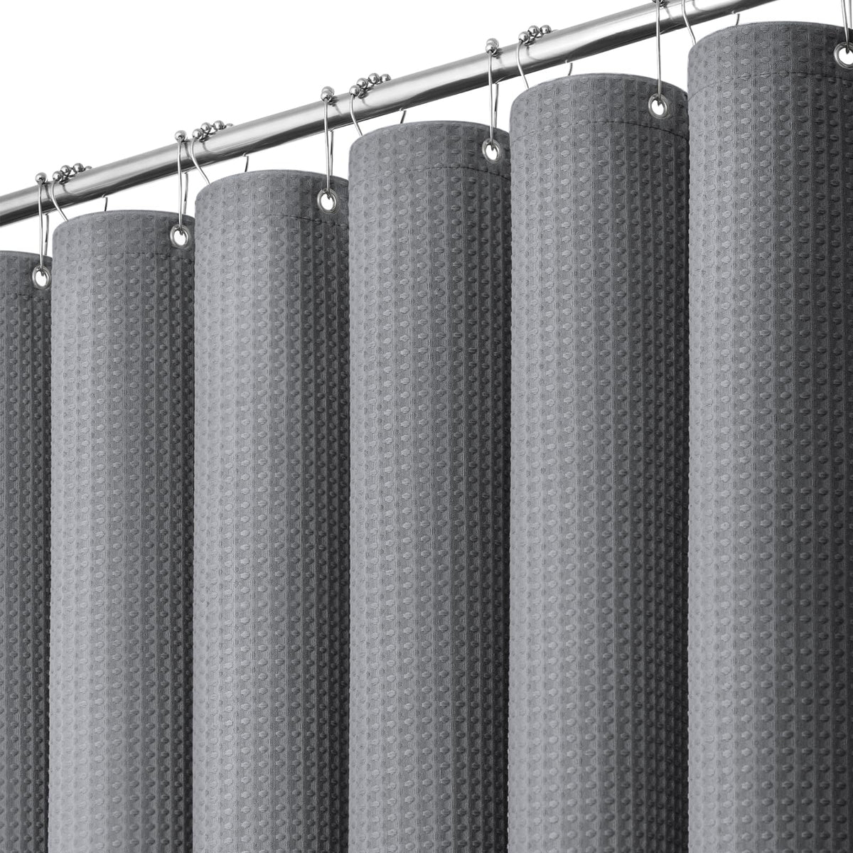 Dynamene Waffle Shower Curtain 256 GSM Heavy Duty Fabric 72"x72" Black