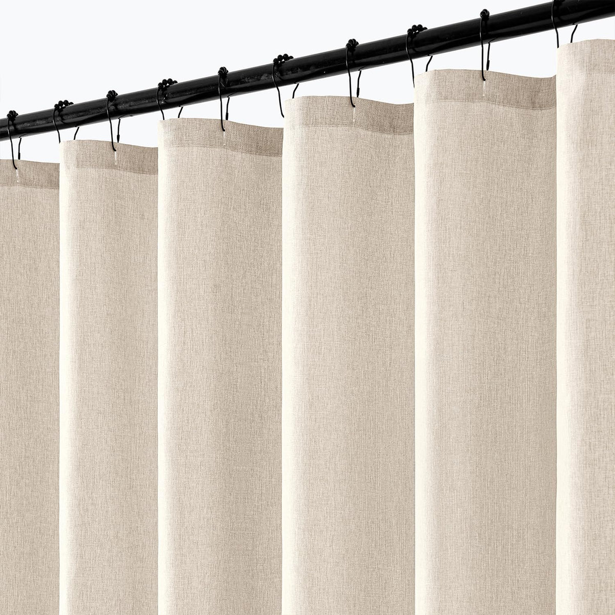 ANRODUO Cream Beige Linen Textured Fabric Shower Curtain Set - W72xL72