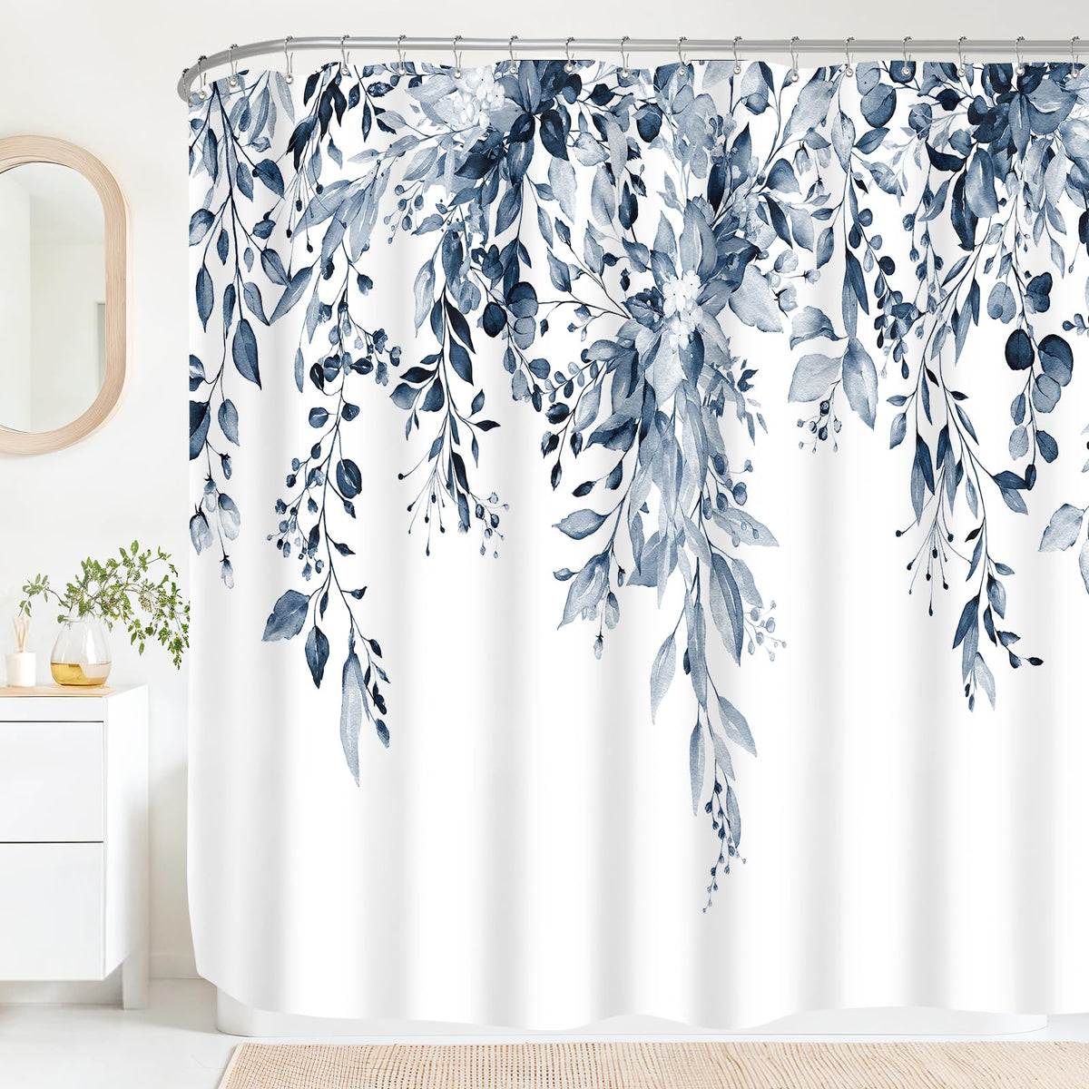 Sage Green Eucalyptus Fabric Shower Curtain for Bathroom, 72x72