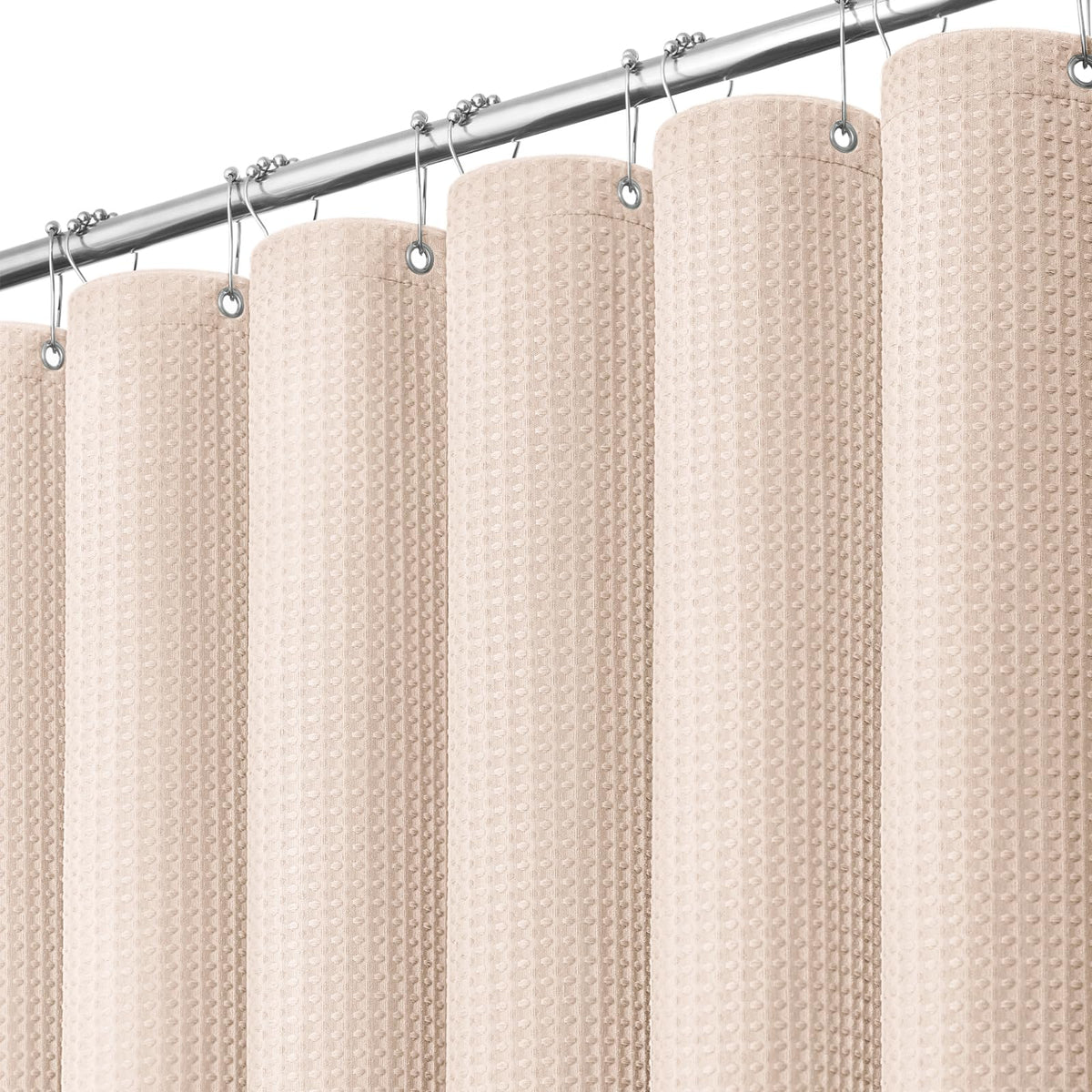 Dynamene Waffle Shower Curtain 256 GSM Heavy Duty Fabric 72"x72" Black