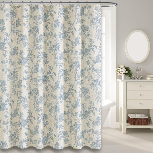 WOUVMA Blue Floral Shower Curtain Cottagecore 72" W x 72" L