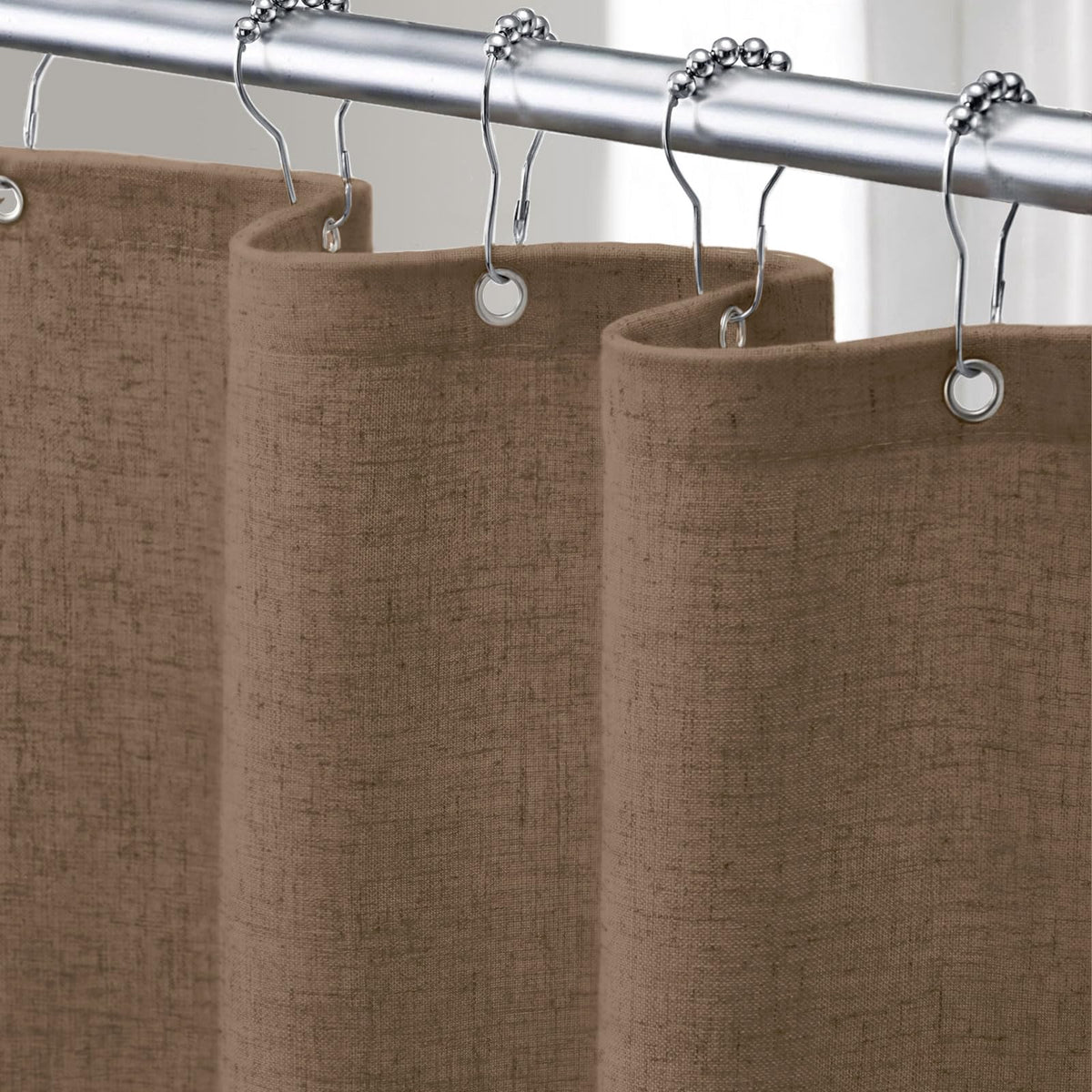 Linen Shower Curtain Beige Boho Cream Natural Cloth 72" W x 72" L
