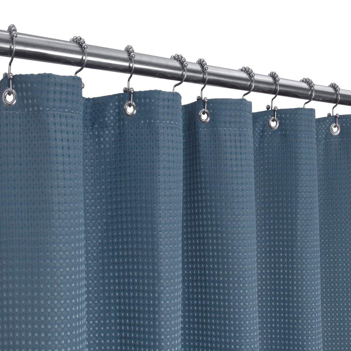Barossa Design Waffle Weave Short Shower Curtain Fabric 66" Length, White