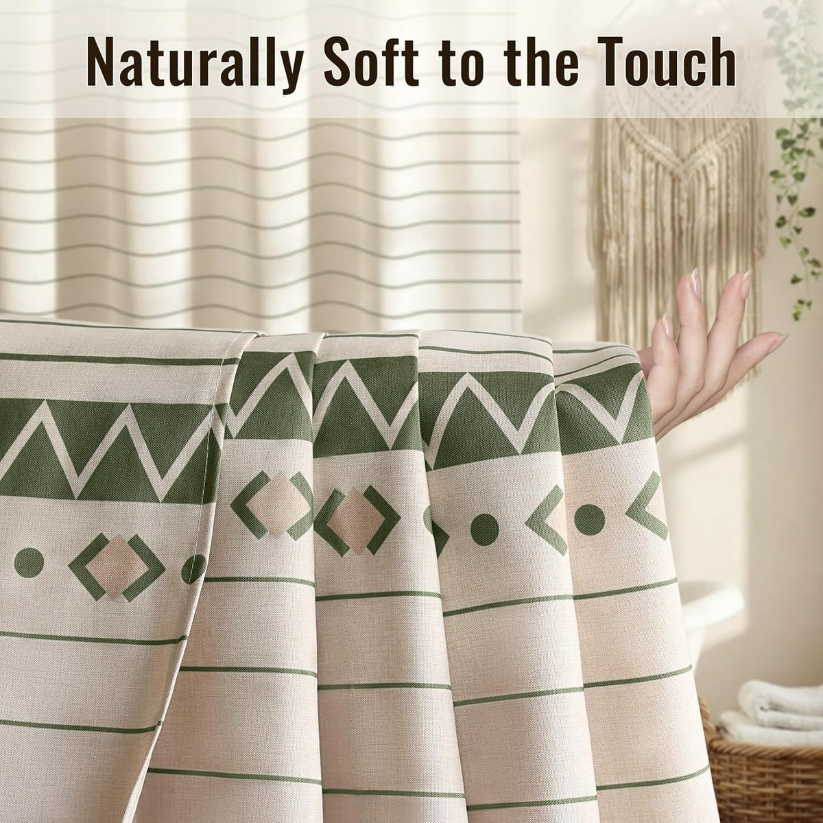 Vintage Green Striped Shower Curtain with 12 Clear Rings - 72" W x 84" L