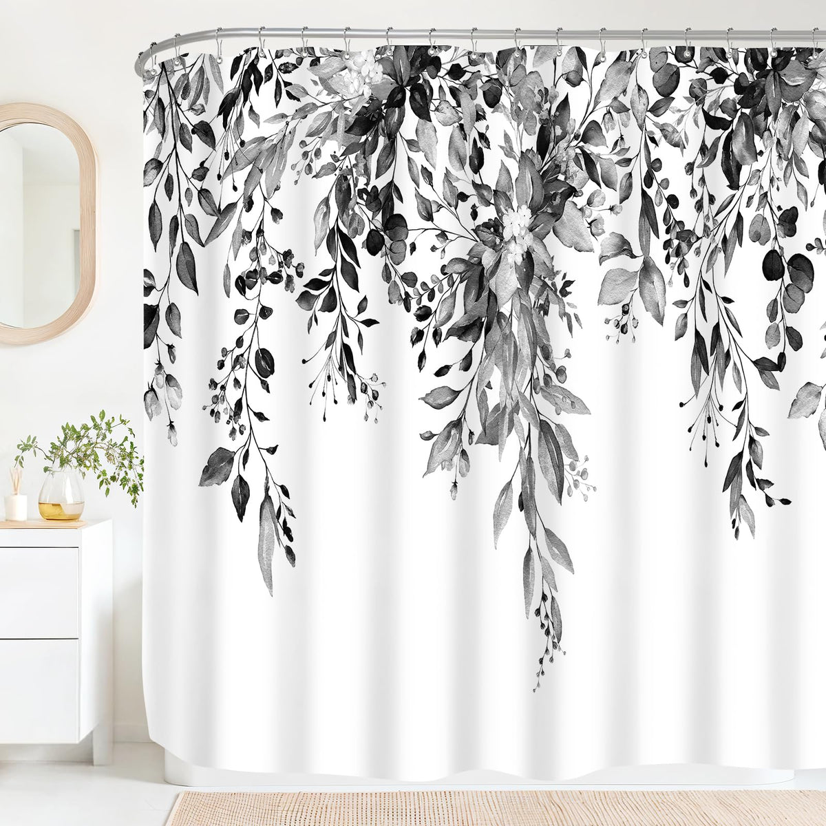 Sage Green Eucalyptus Fabric Shower Curtain for Bathroom, 72x72