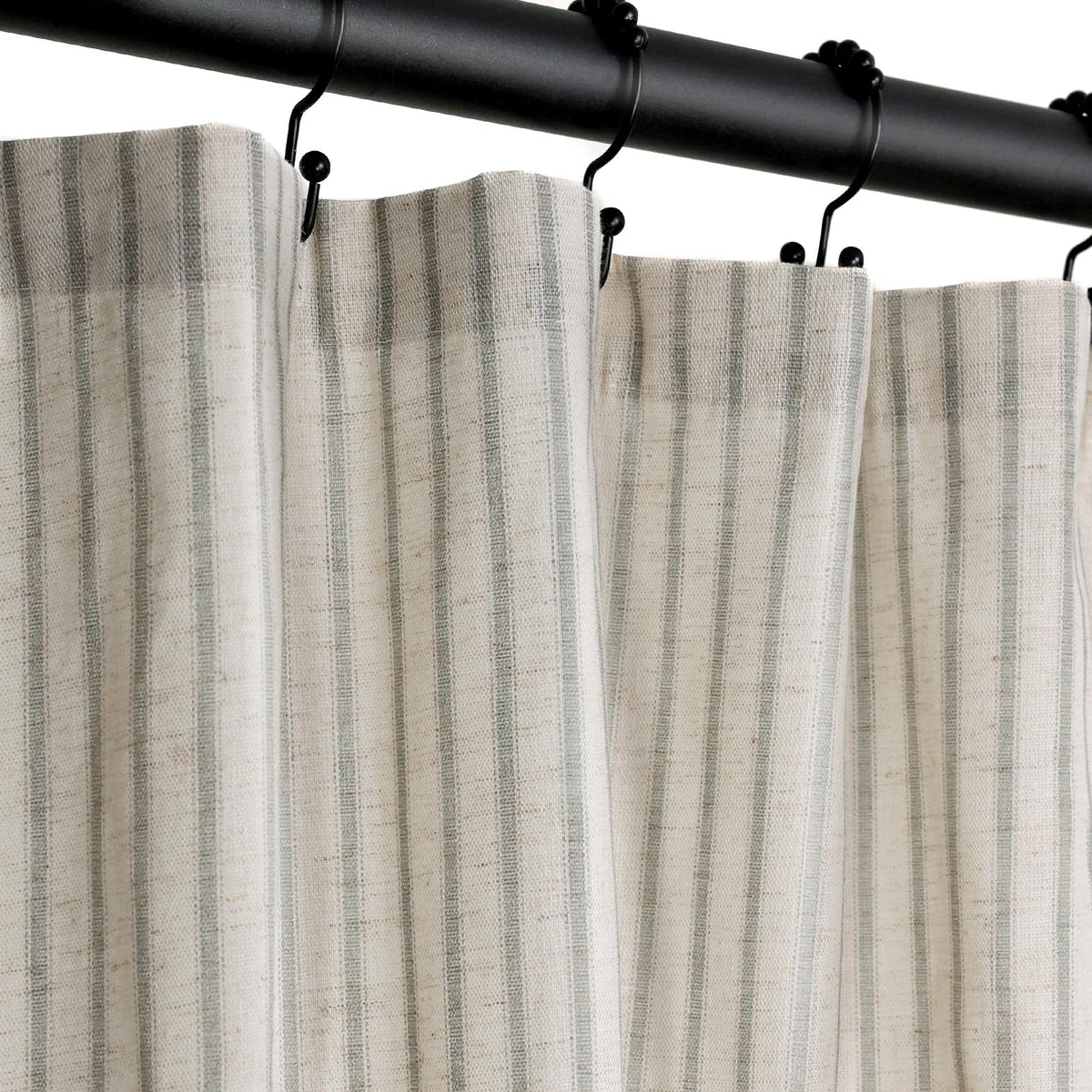 Farmhouse Striped Shower Curtain - 72x72 Inches, Linen Blend Fabric, Breathable & Machine Washable, Rustic Rust for Bathroom Decor (Hooks/Liner Not Included)