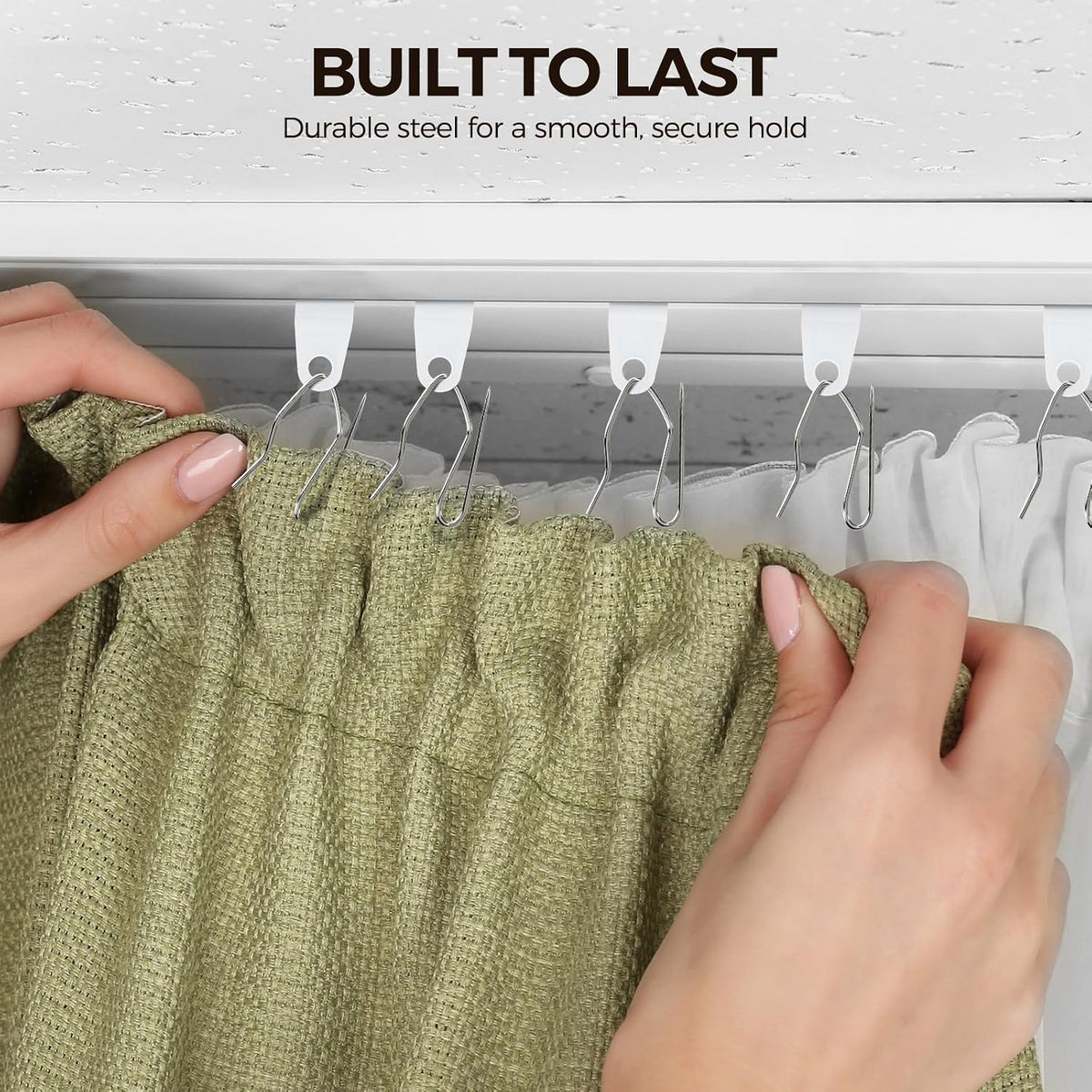 50Pcs Plastic 32mm Traverse Rod Slides-Metal Curtain Hooks Curtain Roller Curtain Track Gliders Rail Track Runners Slider for Window and Shower Curtain Accessories-White
