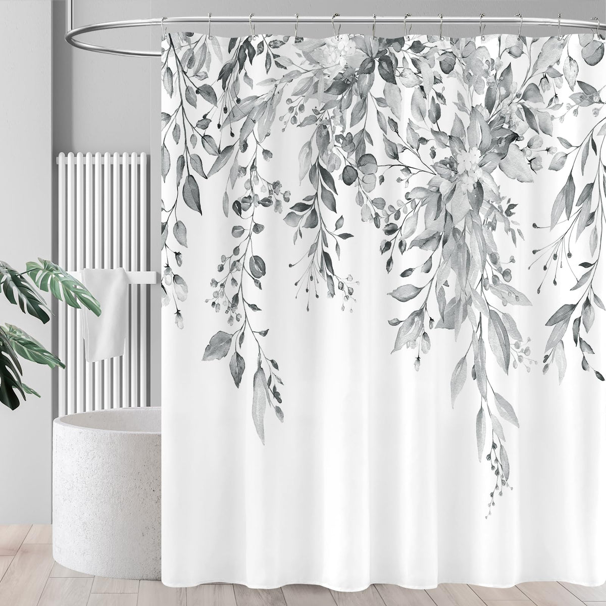 Sage Green Eucalyptus Fabric Shower Curtain for Bathroom, 72x72