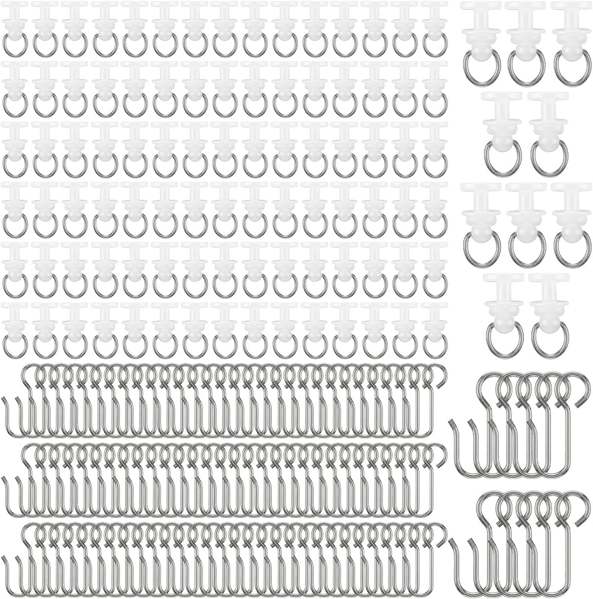 100Pcs Curtain Track Hooks Kit, Durable Curtains Tracks Gliders Rollers