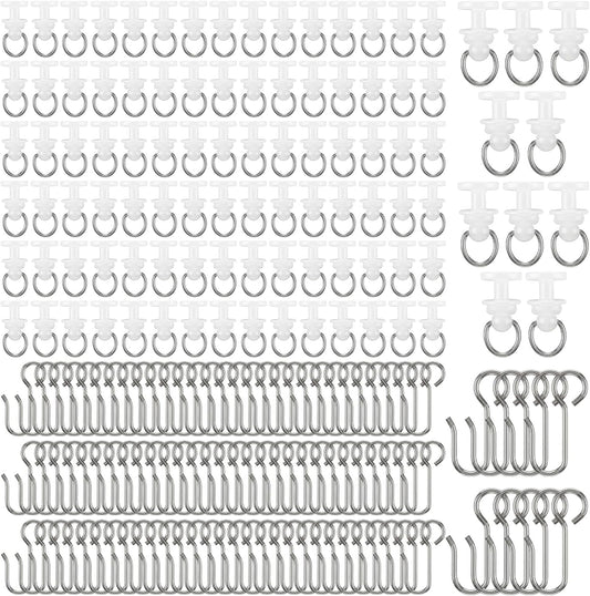 100Pcs Curtain Track Hooks Kit, Durable Curtains Tracks Gliders Rollers