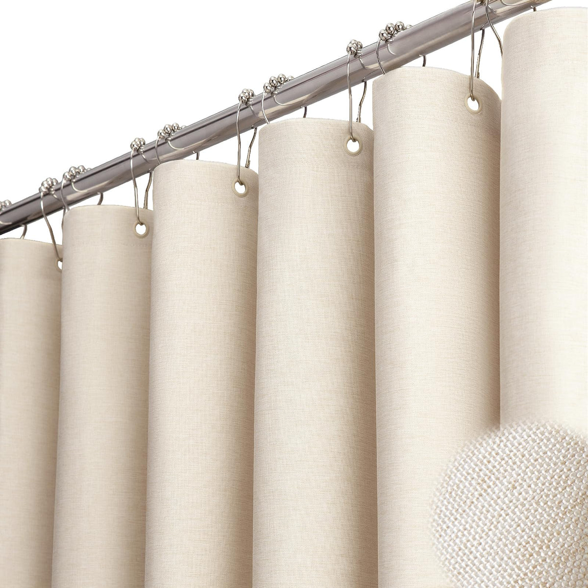 BTTN Grey Linen Textured Waterproof Fabric Shower Curtain Set, 72x72, Gray