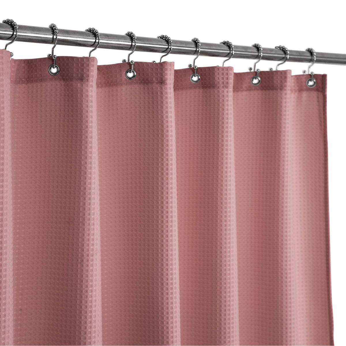 Barossa Design Waffle Weave Short Shower Curtain Fabric 66" Length, White