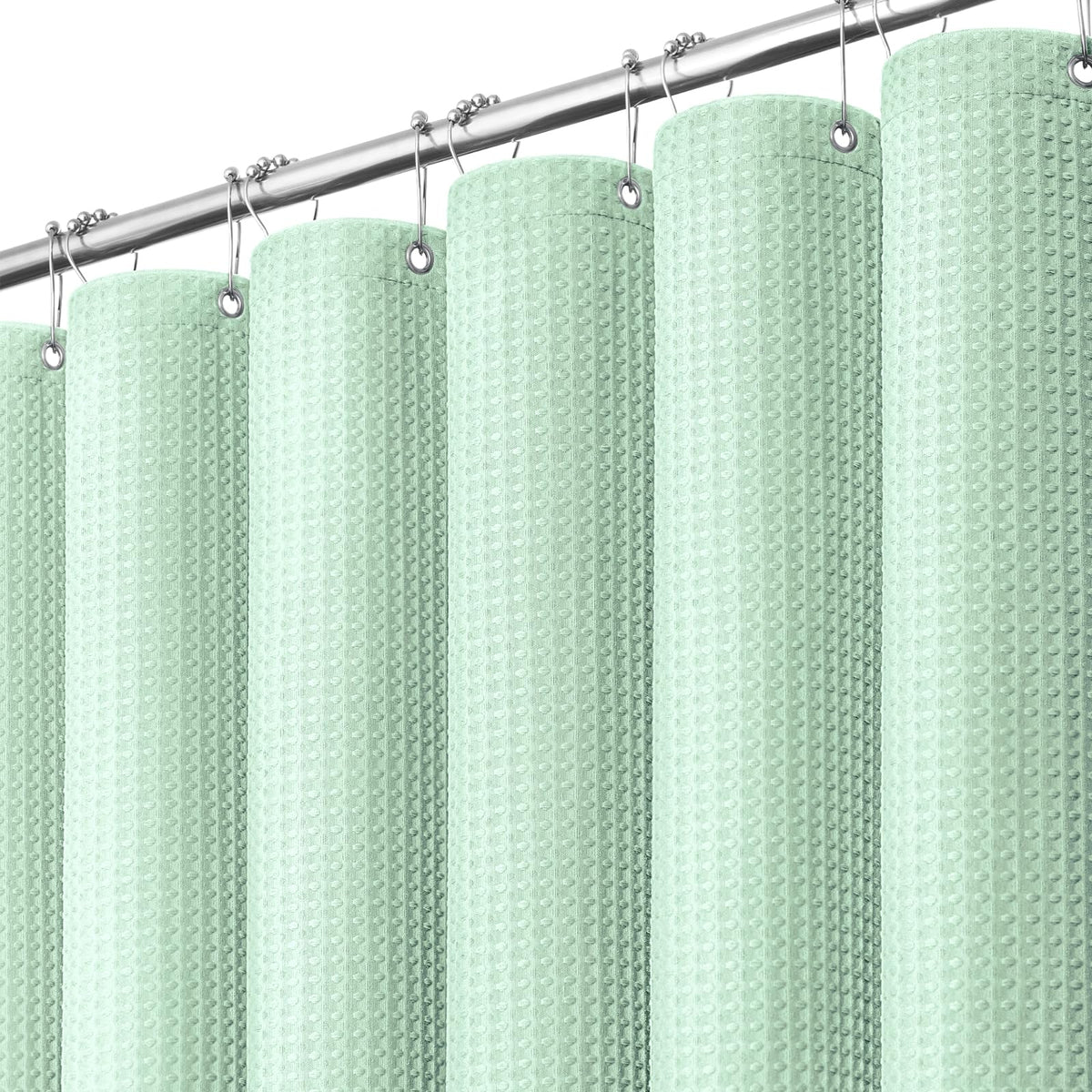 Dynamene Waffle Shower Curtain 256 GSM Heavy Duty Fabric 72"x72" Sage Green