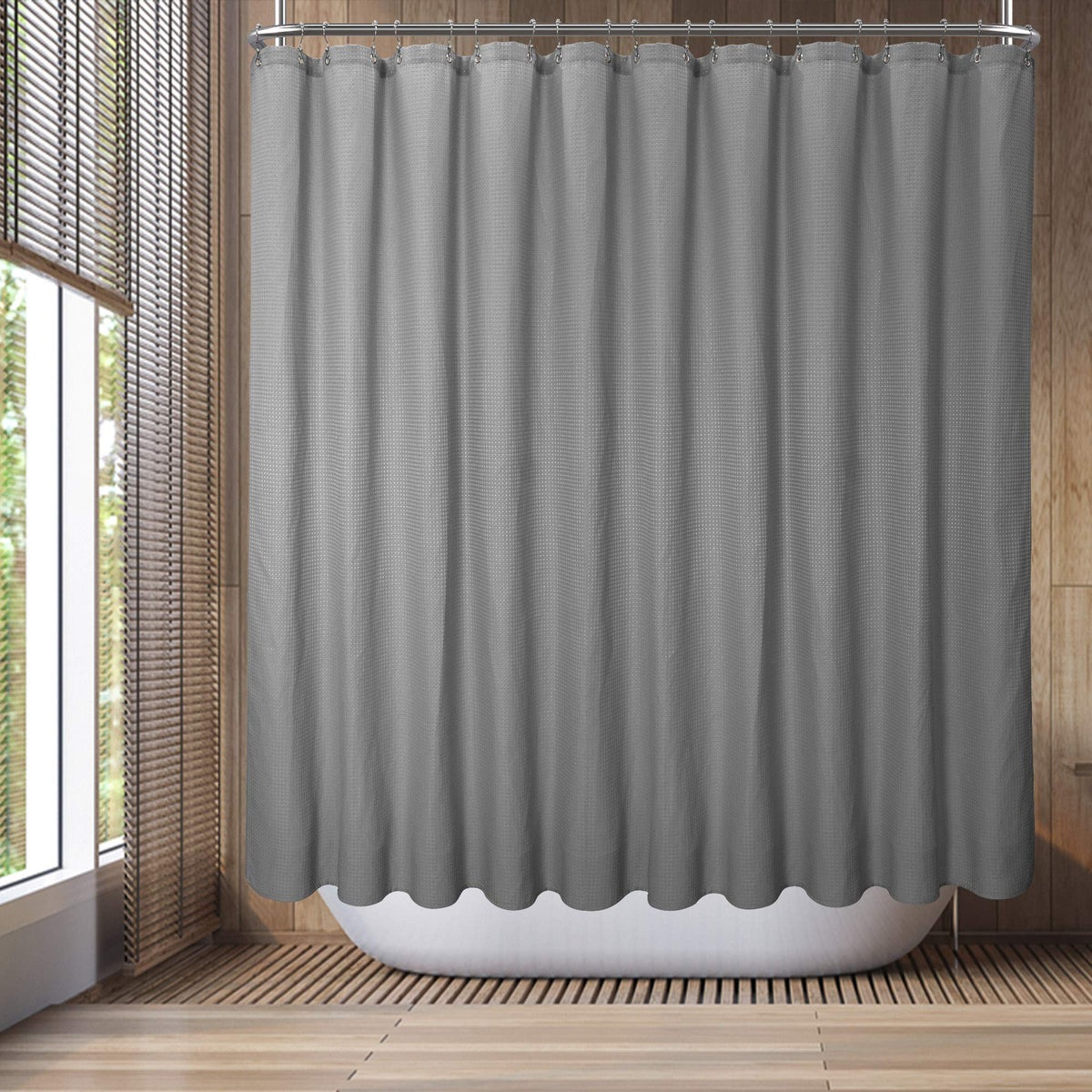 Barossa Design Waffle Weave Short Shower Curtain Fabric 66" Length, White
