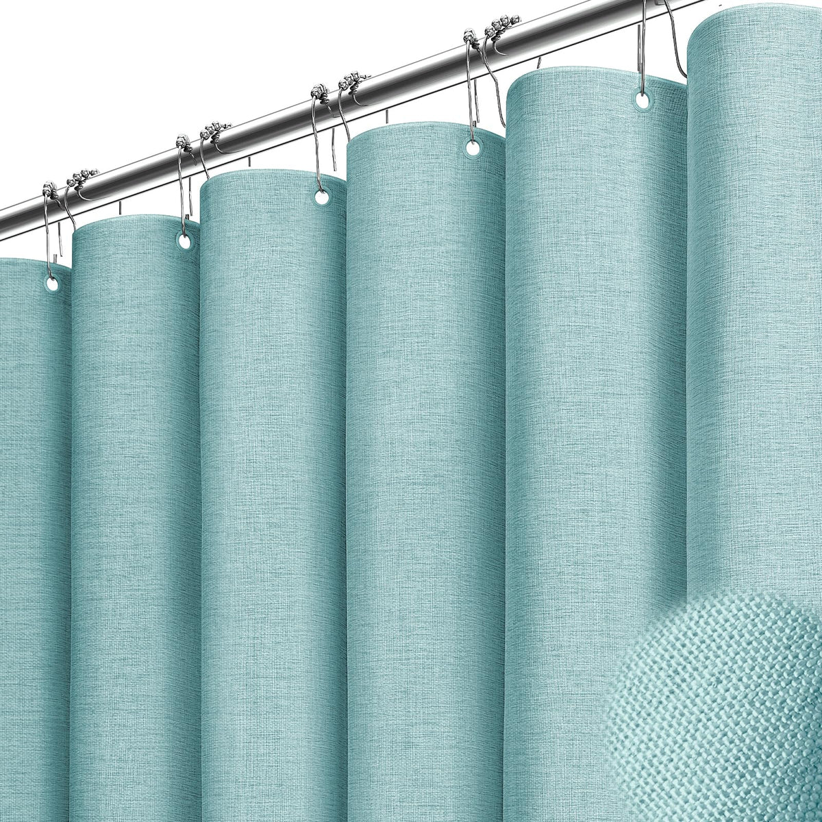 BTTN Grey Linen Textured Waterproof Fabric Shower Curtain Set, 72x72, Gray
