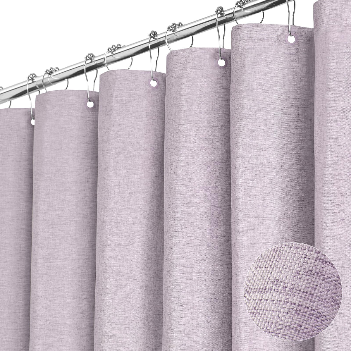 BTTN Grey Linen Textured Waterproof Fabric Shower Curtain Set, 72x72, Gray