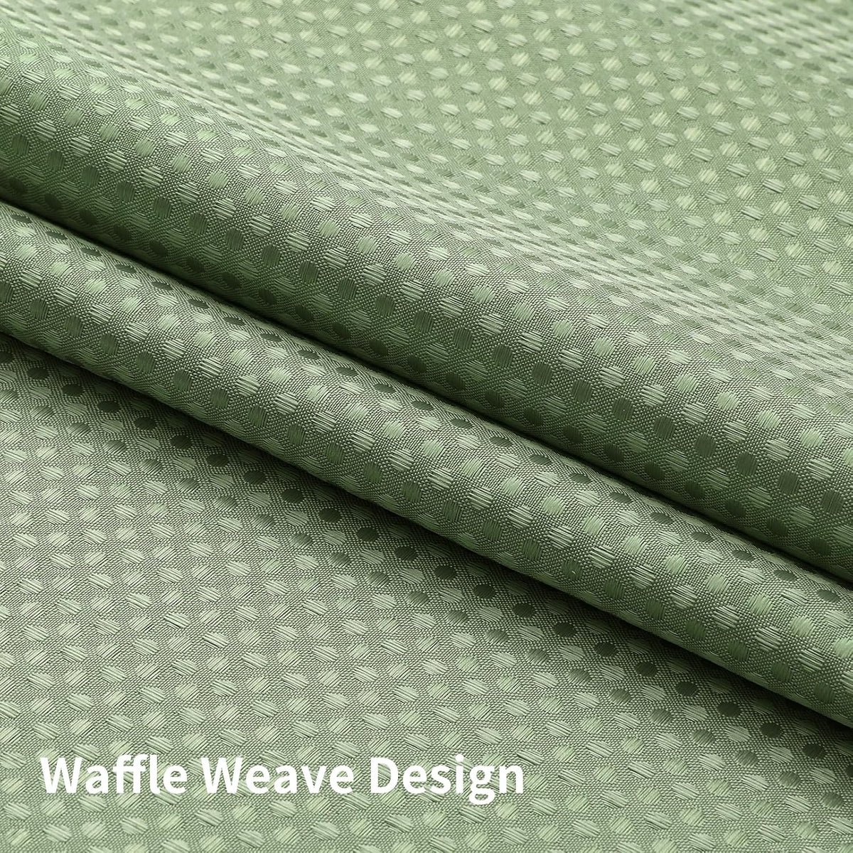 Colorful Star Sage Green No Hook Waffle Shower Curtain Set, 72 x 75 Inch