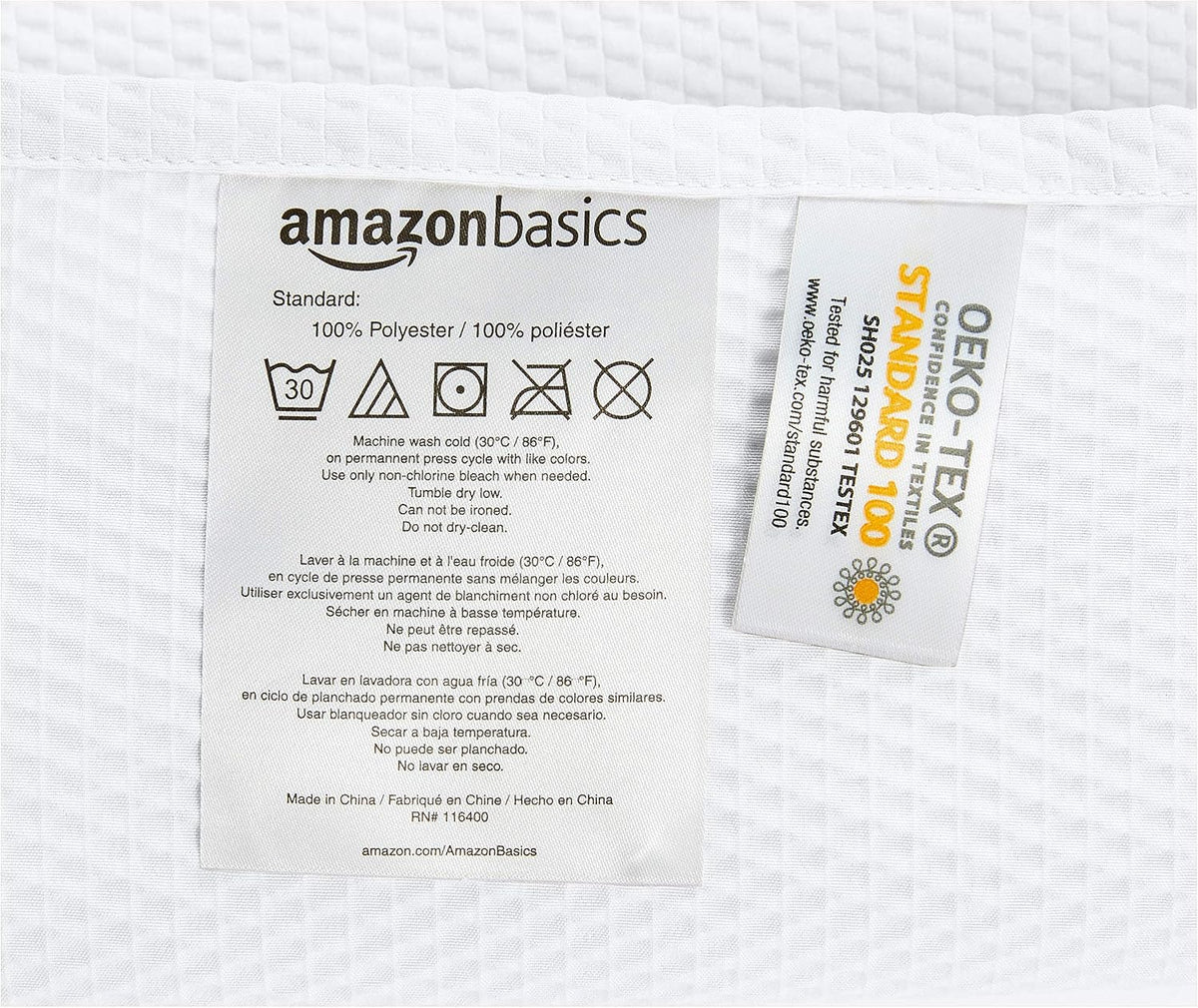 Amazon Basics Lightweight Super Soft Easy Care Microfiber Waffle Texture Shower Curtain , 72" x 72", White