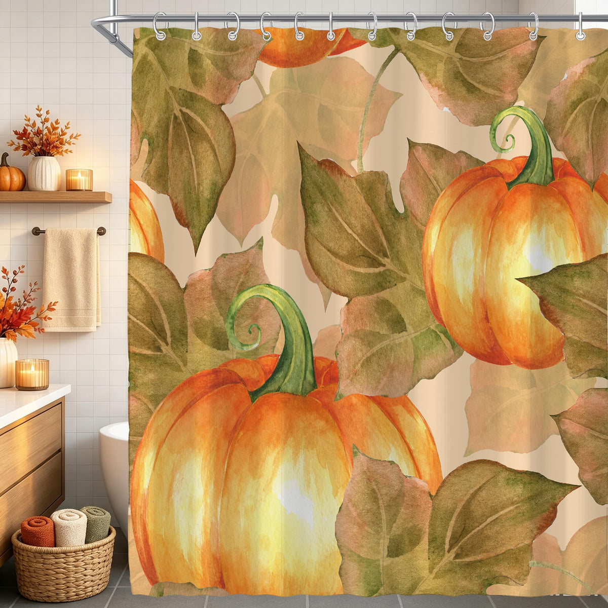 Black Cute Retro Floral Abstract 70s Aesthetic 72W*72H Inch Shower Curtain