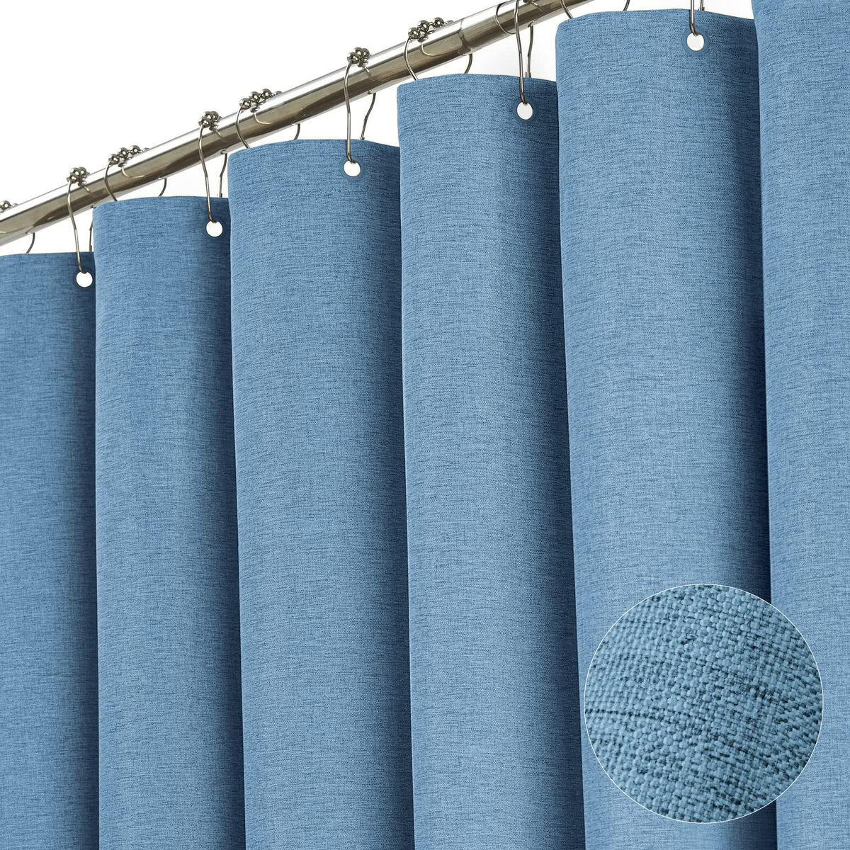 BTTN Grey Linen Textured Waterproof Fabric Shower Curtain Set, 72x72, Gray