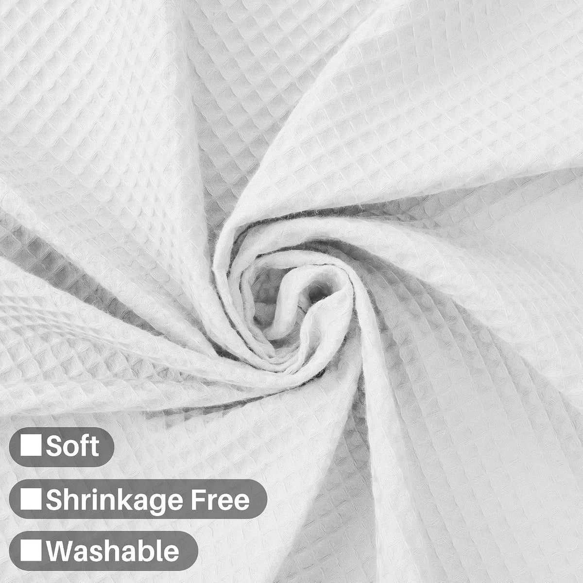 Barossa Design Waffle Weave Extra-Long Shower Curtain White, 72x80